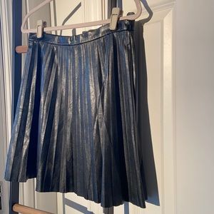 J.Crew Faux Leather Black Pleated Mini Skirt